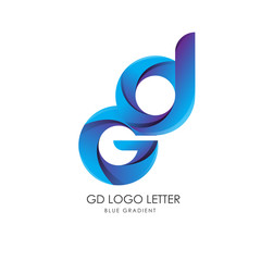 Initial Letter gd eg Linked Circle Lowercase Logo Blue Icon Design Template Element with gradient - Vector