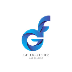 Initial Letter gf fg Linked Circle Lowercase Logo Blue Icon Design Template Element with gradient - Vector