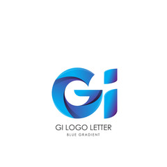 Initial Letter gi Linked Circle Lowercase Logo Blue Icon Design Template Element with gradient - Vector