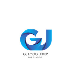 Initial Letter gj Linked Circle Lowercase Logo Blue Icon Design Template Element with gradient - Vector