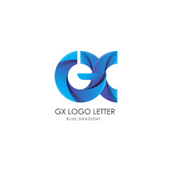 Initial Letter gx like ex Linked Circle Lowercase Logo Blue Icon Design Template Element with gradient - Vector