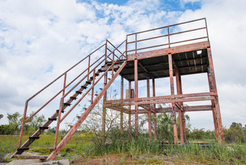 Industrial Platform, Decayed from Age, Missing Stair Steps