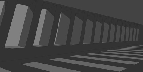 Abstract architecture background, empty concrete interior. 3d illustration.