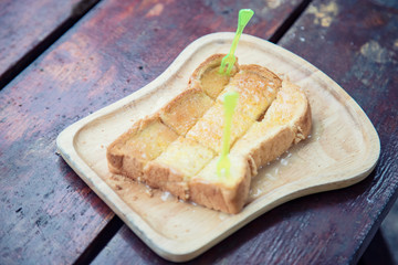 Toast, butter, milk, sugar