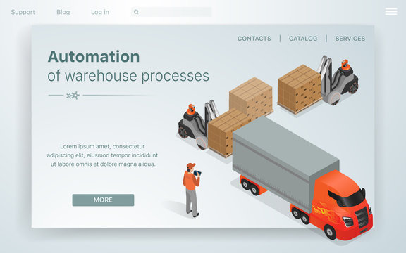 Banner Illustration Automation Warehous Processes.