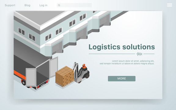 Vector Banner Logistic Solutions Cartoon Flat.
