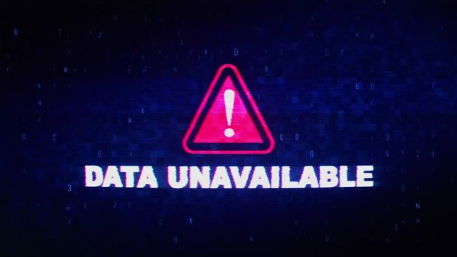 Data Unavailable Text Digital Noise Glitch Effect Tv Screen Loop Background. Login and Password With System Error Security ,Hacking Alert , Cyber Crime Attack Computer Error Distortion Message .