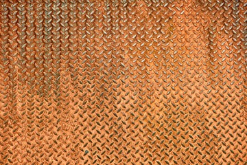 Red Rusty Diamond Plate Texture Background.