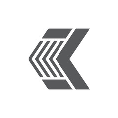 letter k stripes simple geometric logo vector