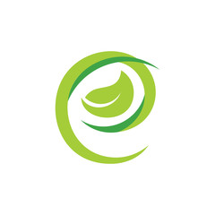 letter e leaf eco logo vector