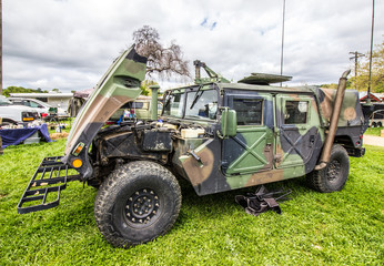 Camouflage Personnel Vehicle With Hood Up