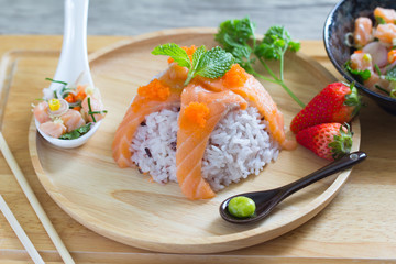 Salmon fish with rice