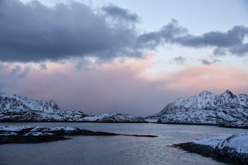 Svolvaer in Winter on Lofoten Archipelago in the Arctic Circle in Norway