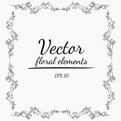 Wreath of roses flowers branch on a gray background. Hand drawn vector illustration. Vector floral elements.