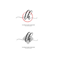 L H LH Initial letter handwriting and  signature logo.