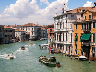 Boat traffic in Venice on the Grand Canal