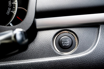 View of push start or stop engine button.