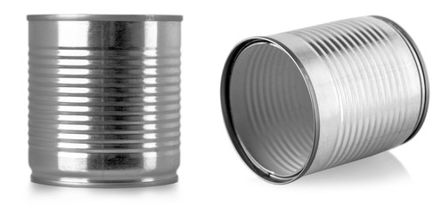  silver can isolated on white background.
