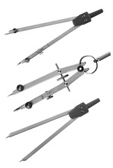 Student compasses isolated on a white