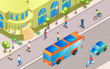Obraz premium Vector Illustration Future City Street View Flat.