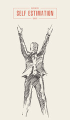 Businessman hand draw winner success leader vector