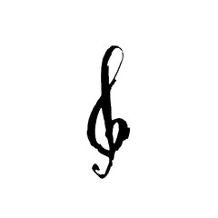 Fototapeta premium Treble clef icon. Grunge brush vector illustration.