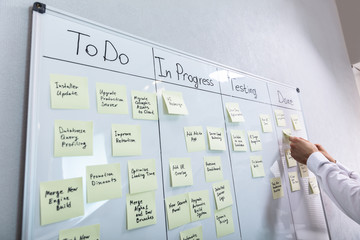 Businessman Writing On Sticky Notes