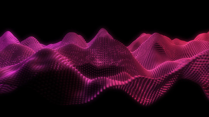 Music abstract background. Equalizer for music, showing sound waves with musical waves, background equalizer. 3d rendering.