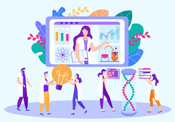 flat vector illustration remote laboratory work.
