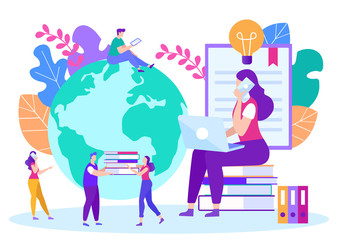 Flat Illustration Access to Free Webinars Cartoon.