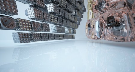 Abstract  concrete and coquina parametric smooth interior. 3D illustration and rendering.
