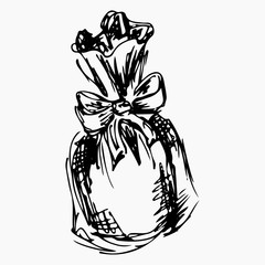 Vector sketch of lavender bag illustration. Hand drawn. Doodle, line art.