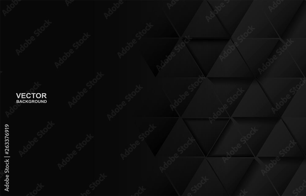 Wall mural Abstract. Polygon triangle black background, light and shadow .Vector.