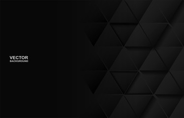 Abstract. Polygon triangle black background, light and shadow .Vector.