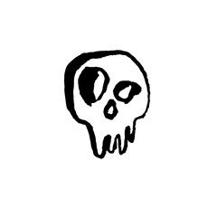 Skull icon. Grunge brush isolated skeleton. Vector illustration.