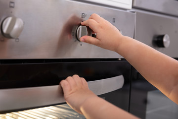 Girl Adjusting Temperature Of Microwave Oven