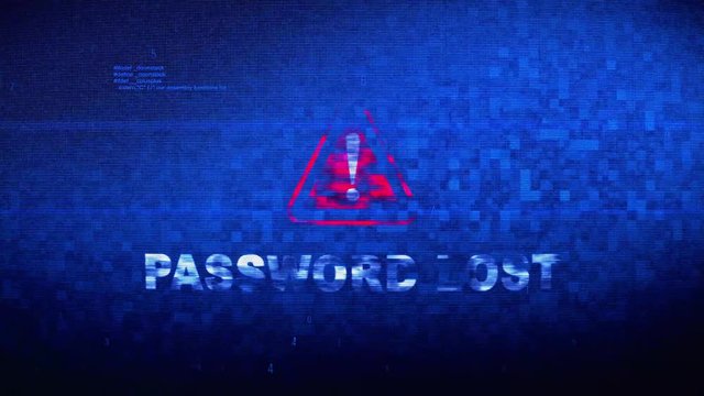 Password Lost Text Digital Noise Glitch Effect Tv Screen Background. Login and Password With System Error Security ,Hacking Alert , Cyber Crime Attack Computer Error Distortion Message .
