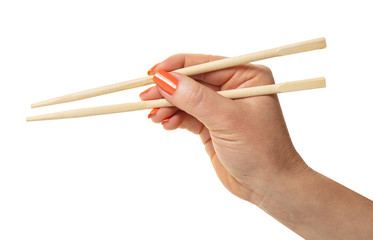 female hand with chopsticks