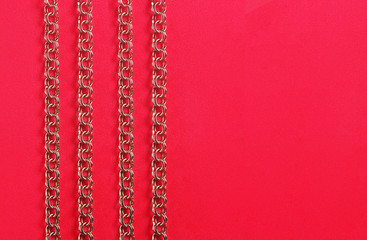 Gold jewelry, chain, yellow gold. Selective focus, close-up.