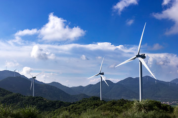 Wind turbines in the mountains