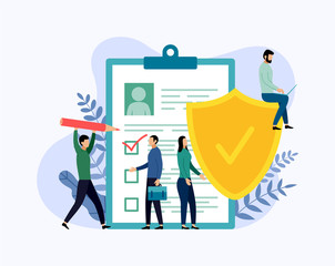 Insurance policy concept, data security, business concept vector illustration