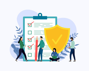 Insurance policy concept, data security, business concept vector illustration