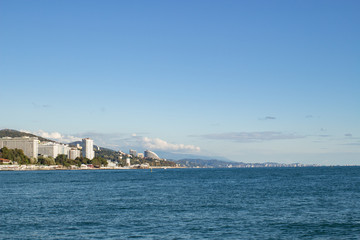 View of the city coast from the sea