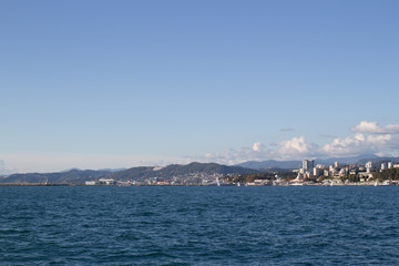 View of the city coast from the sea