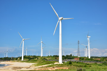 Wind turbines at the seaside