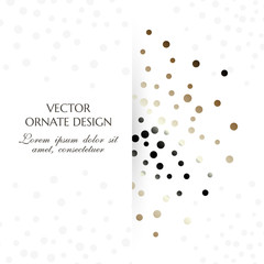 Golden dots design. Square banner with decorative elements on the white background.