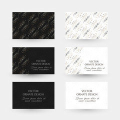 Golden dots design. Business cards with decorative elements on the black and white background.