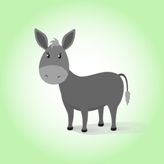 Fototapeta na wymiar Donkey. Cartoon vector drawing illustration domestic funny calm mule. Happiness friendly gray calm