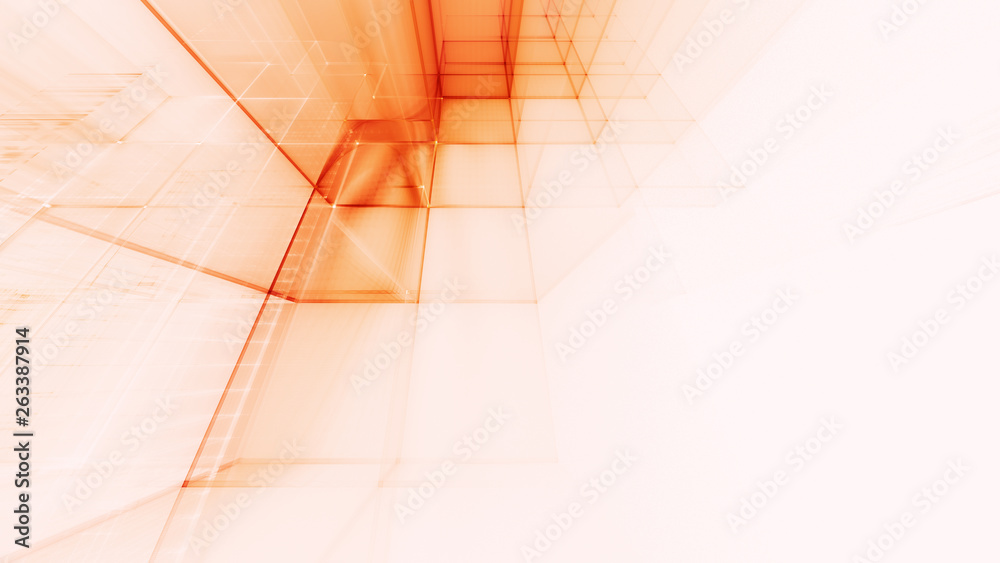 Fototapete Abstract red on white background element. Fractal graphics 3d illustration. Science or technology concept.