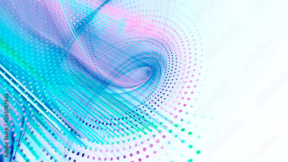 Fototapete Abstract background. 3d illustration. Fractal graphics composition of dots, waves and rays of light.